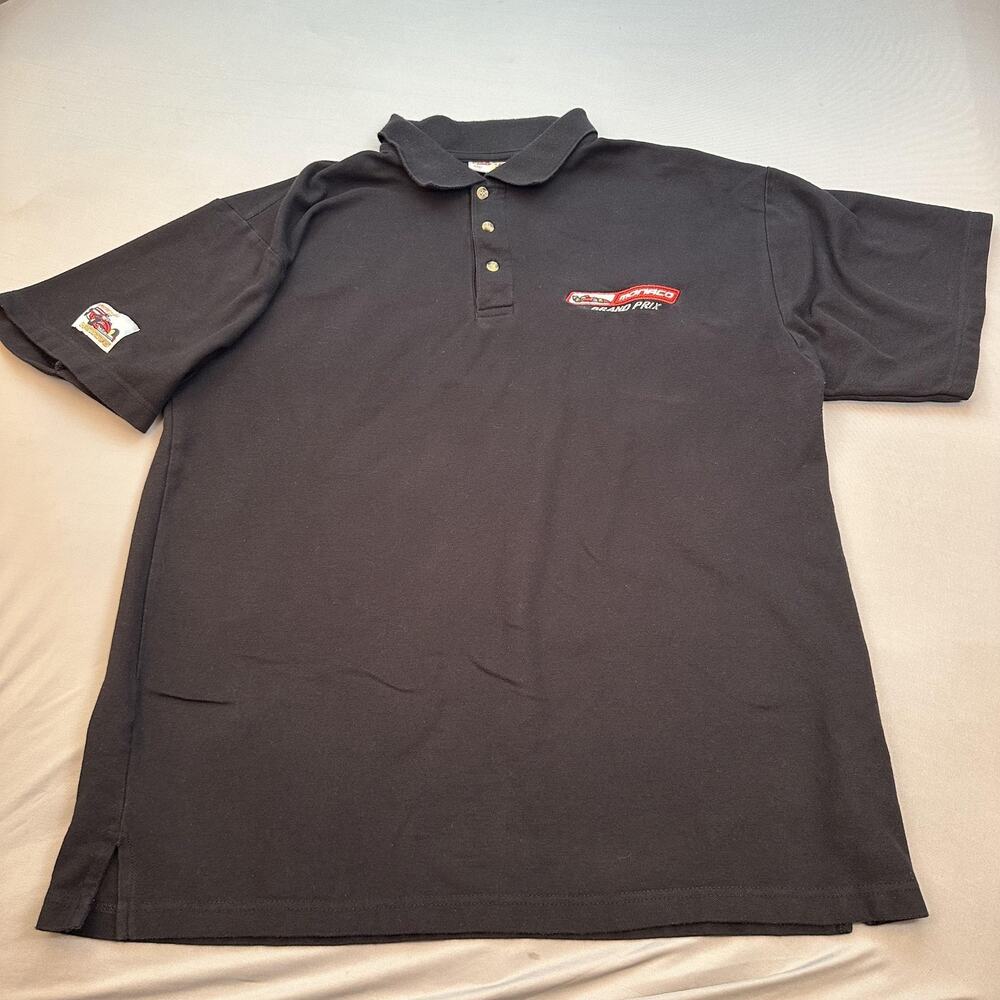Monaco Grand Prix Polo Shirt Mens 2XL Black Racing Formula 1 Embroidered Logo